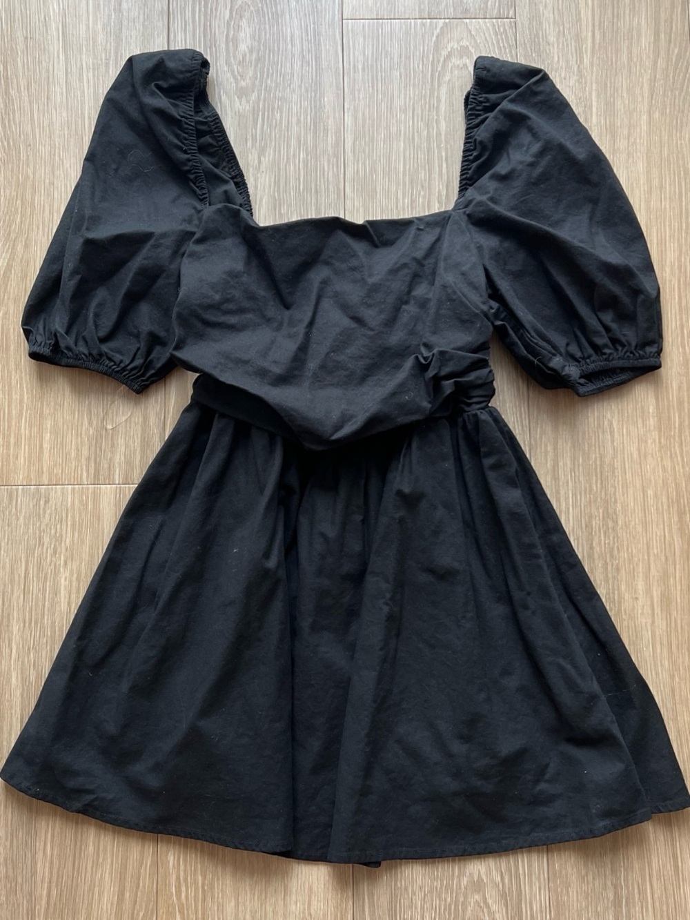 Showpo Black Puff-Sleeve Square Neck Mini Dress Size 6 - Picture 3 of 6